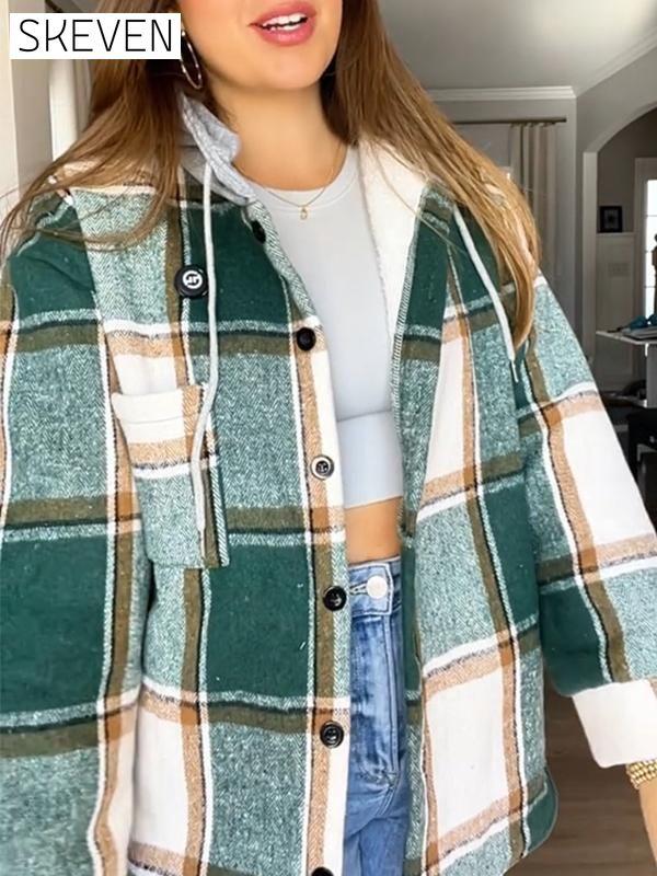 Women's Plaid Hoodies Set Two Piece Set
