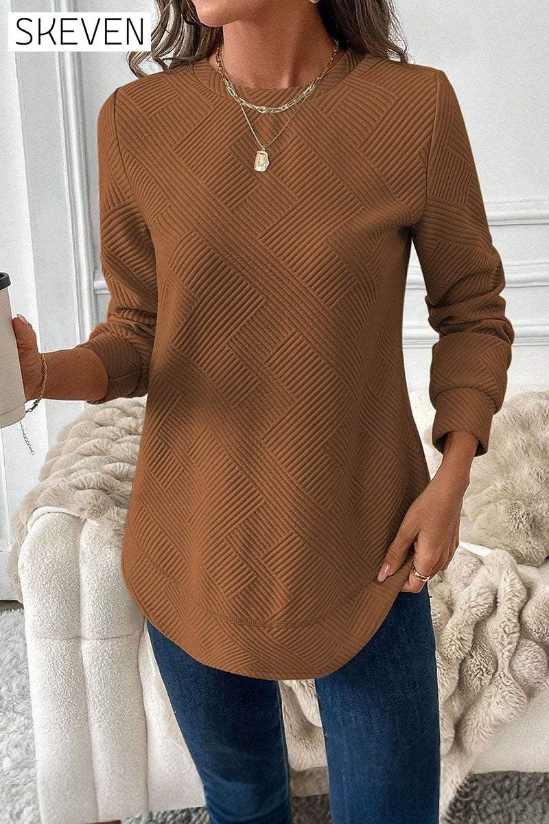 Women's Round Neck Irregular Hem Knitted Sweater sweater Top