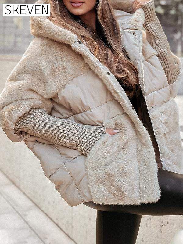 Women's Winter Multicolor Hooded Thermal Jacket Coats Tops