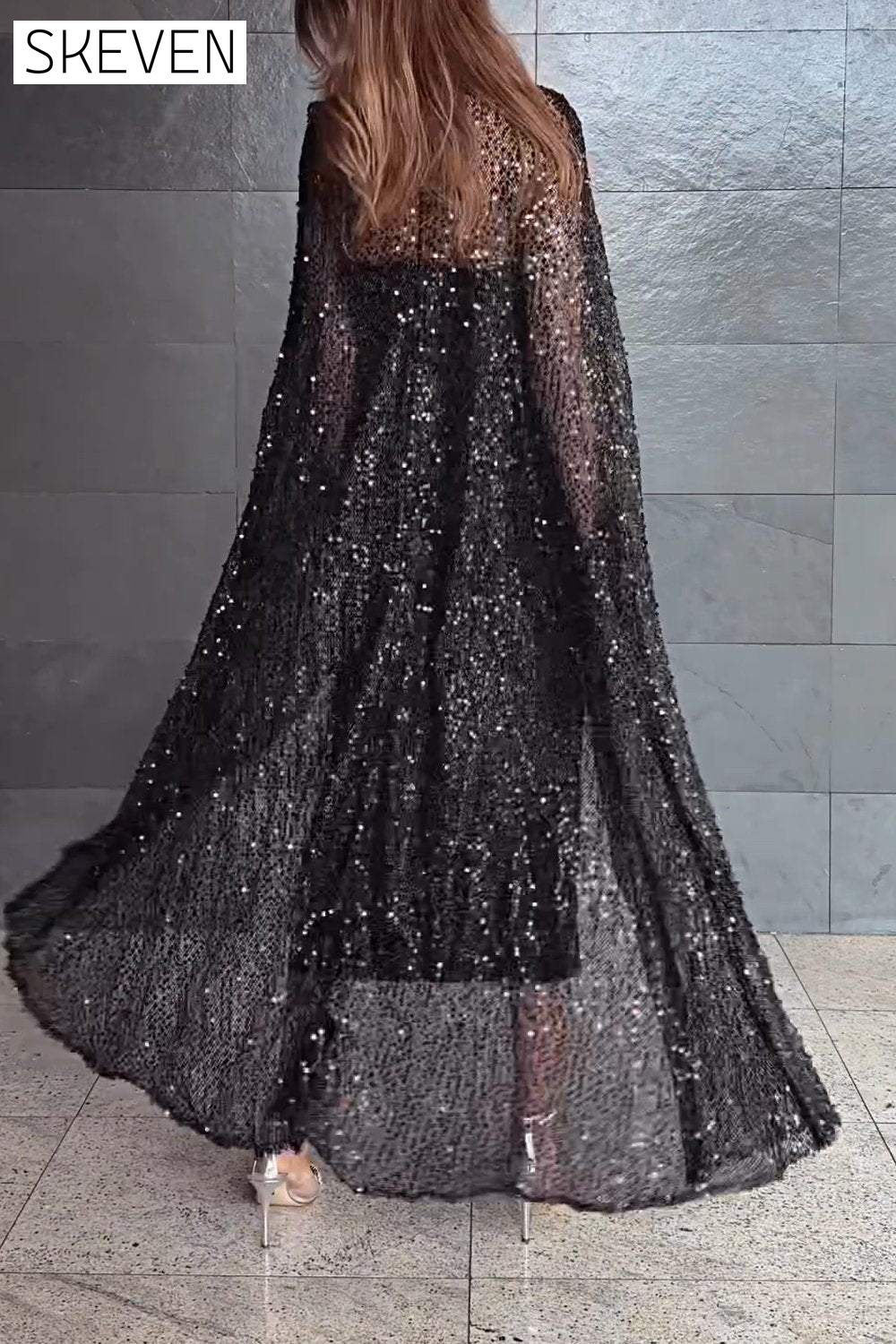 Women's Fashion Sequined Shawl Top Tops