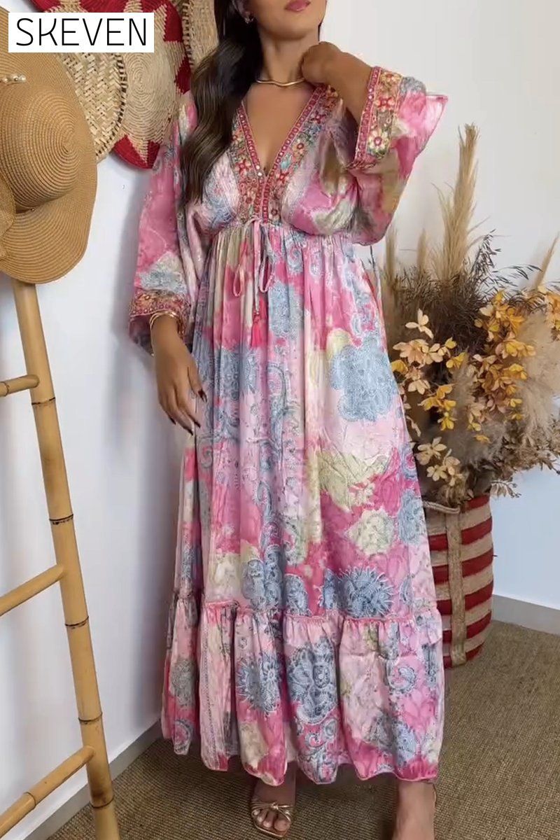 Women's Printed Resort Maxi Dress Dress