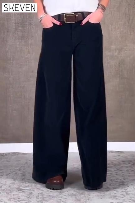 Women's Casual Solid Color Corduroy Wide Leg Pants Bottoms pants
