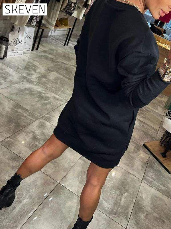 Women's Round Neck Long Sleeve Sweater Dress Dress Mini Dress