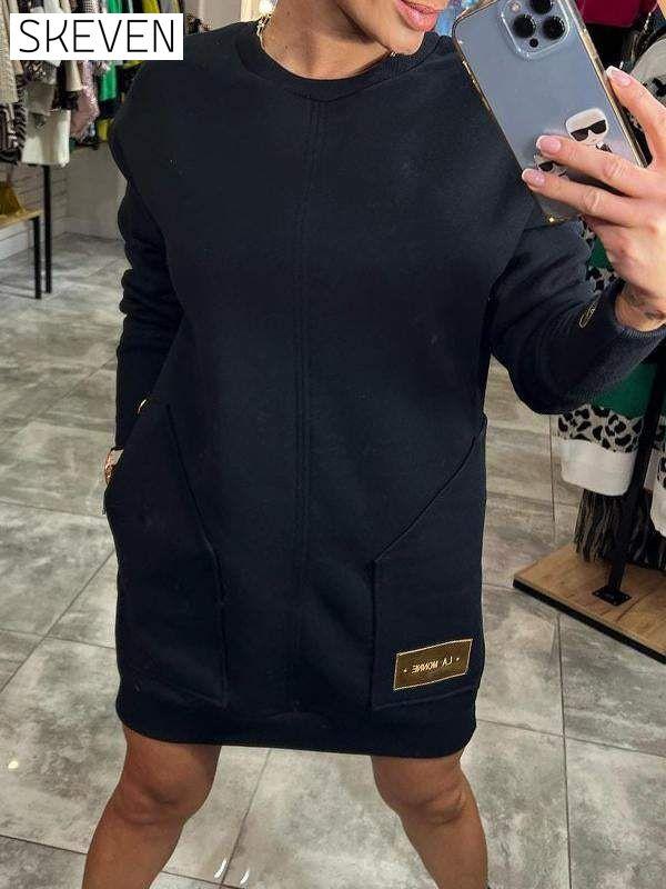 Women's Round Neck Long Sleeve Sweater Dress Dress Mini Dress