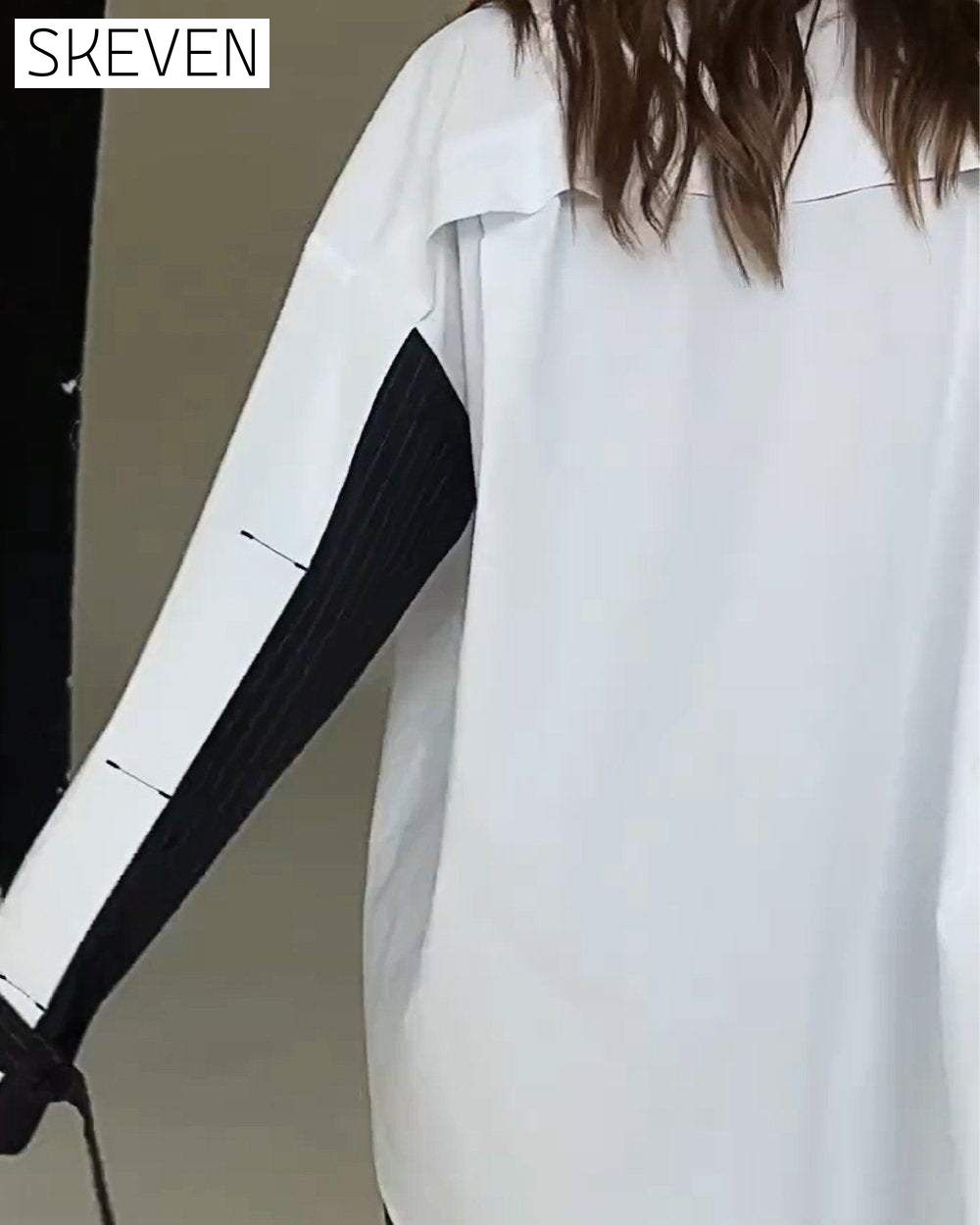 Women's Contrast Color Patchwork Shirt Top Shirt