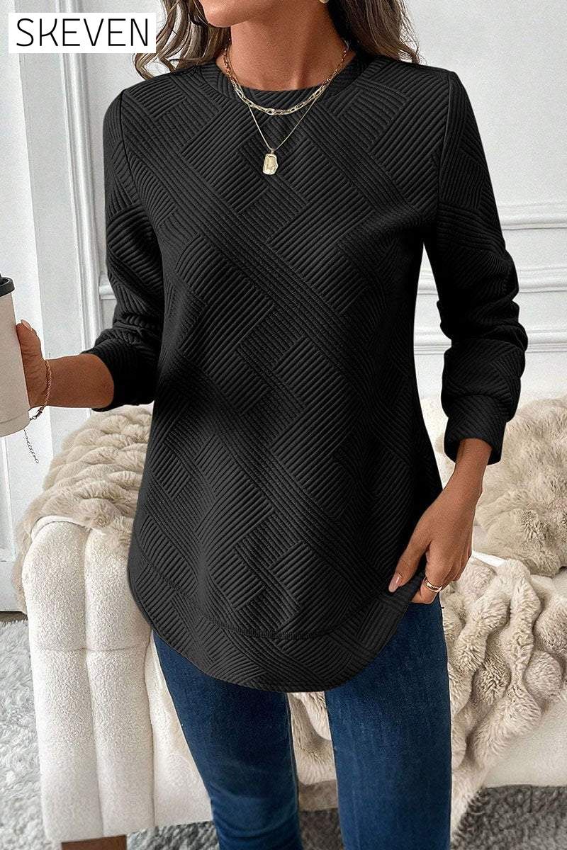 Women's Round Neck Irregular Hem Knitted Sweater sweater Top