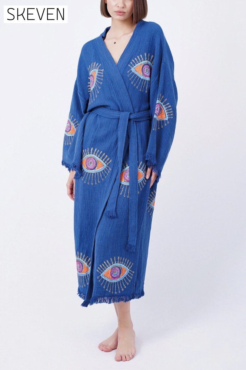 Women's Evil Eye Print Kimono Blouse Blouse Coat Top