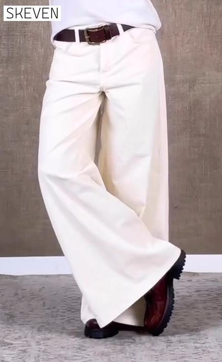 Women's Casual Solid Color Corduroy Wide Leg Pants Bottoms pants