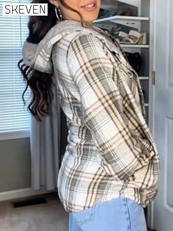 Women's Plaid Hoodies Set Two Piece Set