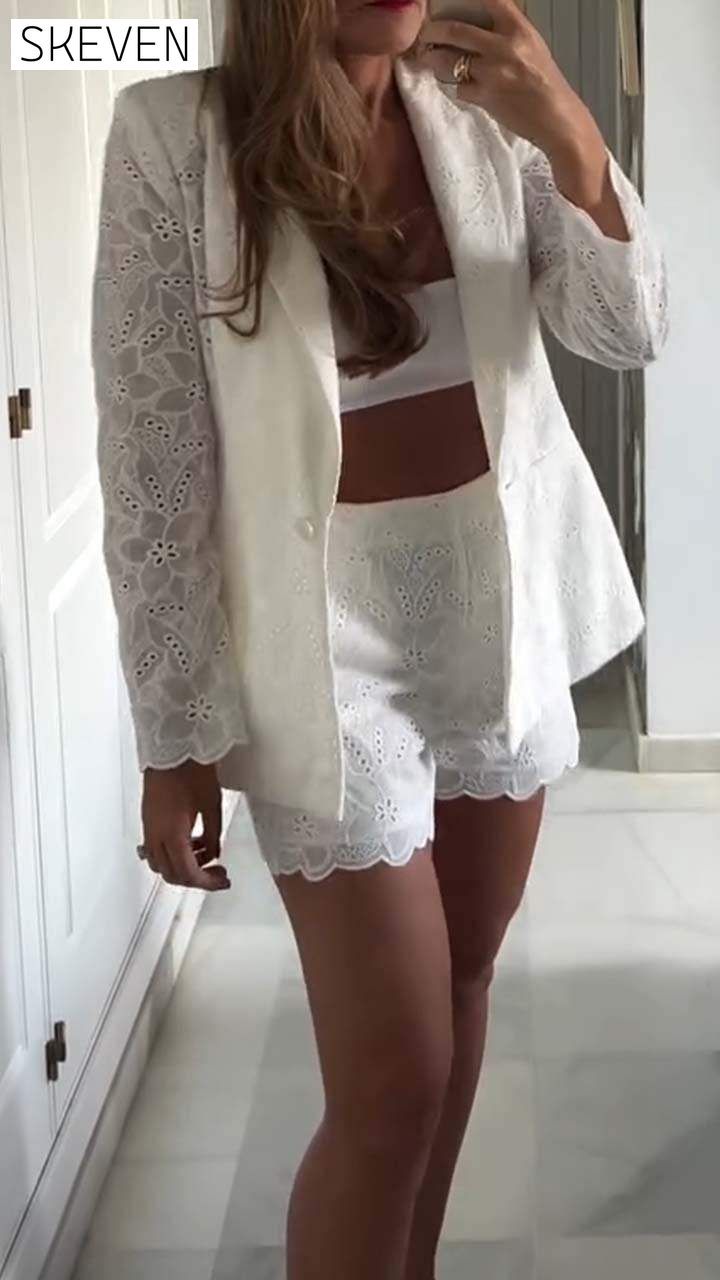 Women's Casual Hollow Two Piece Set