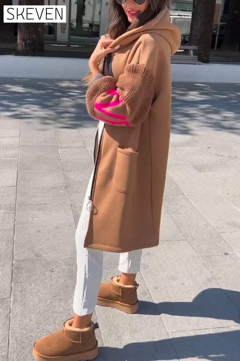 Women's Casual Hooded Mid-length Coat Coats Cotton Top