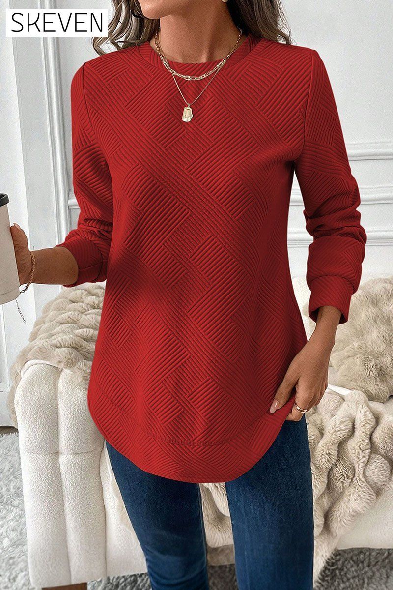 Women's Round Neck Irregular Hem Knitted Sweater sweater Top