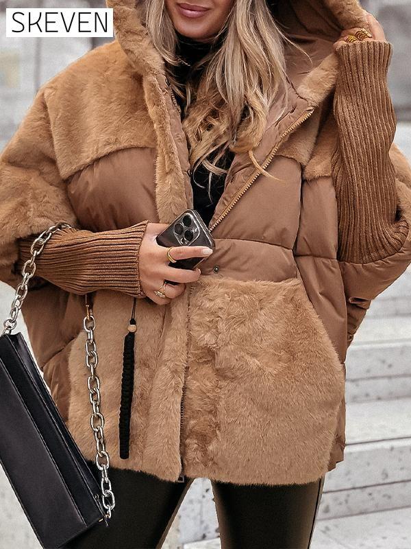 Women's Winter Multicolor Hooded Thermal Jacket Coats Tops