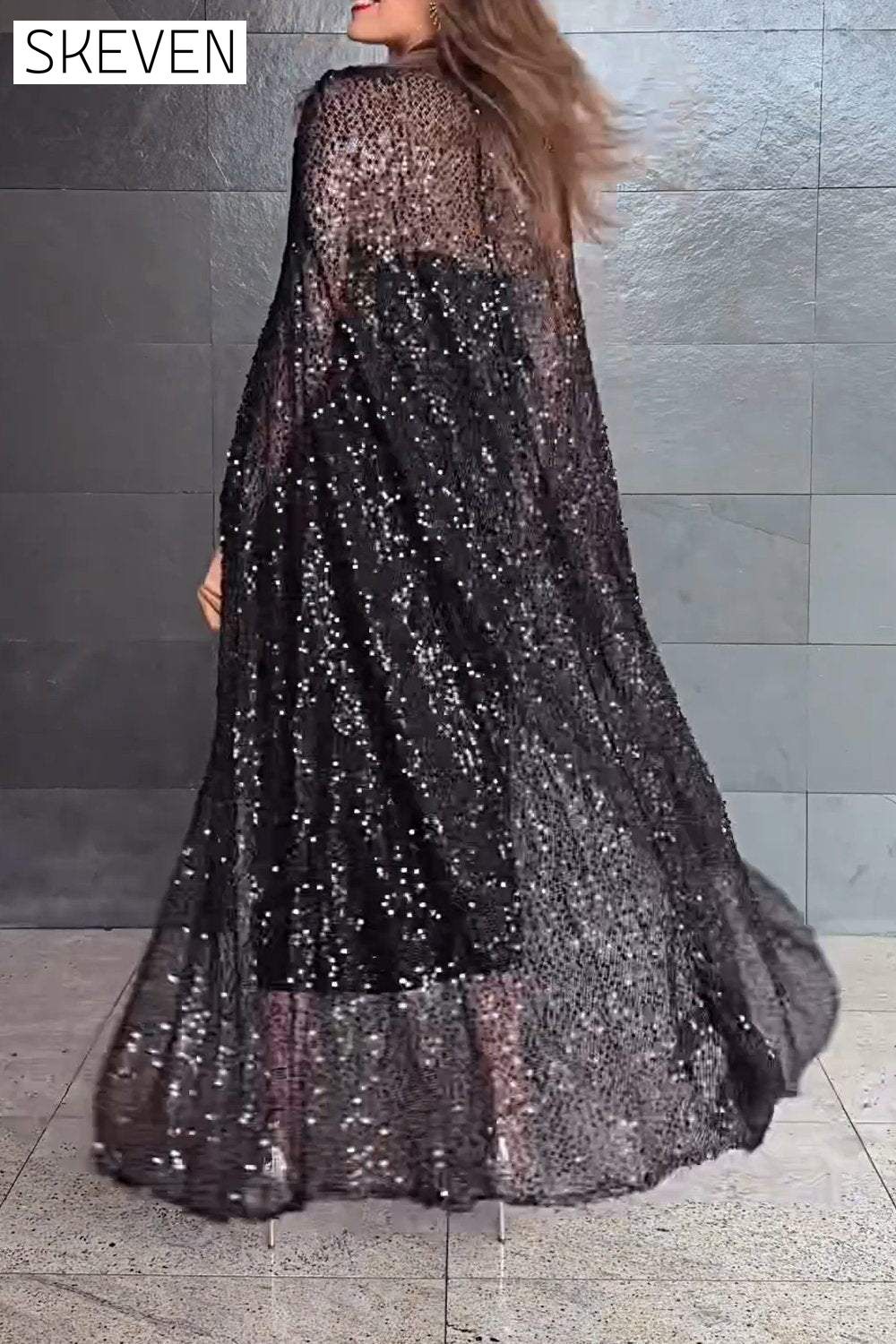 Women's Fashion Sequined Shawl Top Tops
