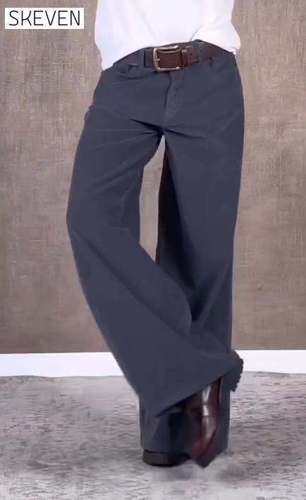 Women's Casual Solid Color Corduroy Wide Leg Pants Bottoms pants
