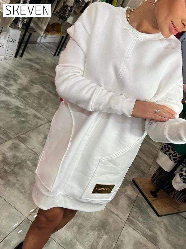 Women's Round Neck Long Sleeve Sweater Dress Dress Mini Dress