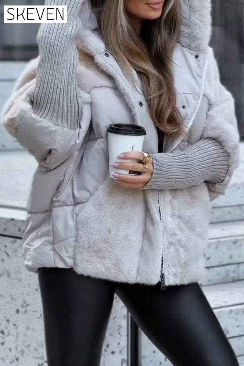 Women's Winter Multicolor Hooded Thermal Jacket grey Coats Tops