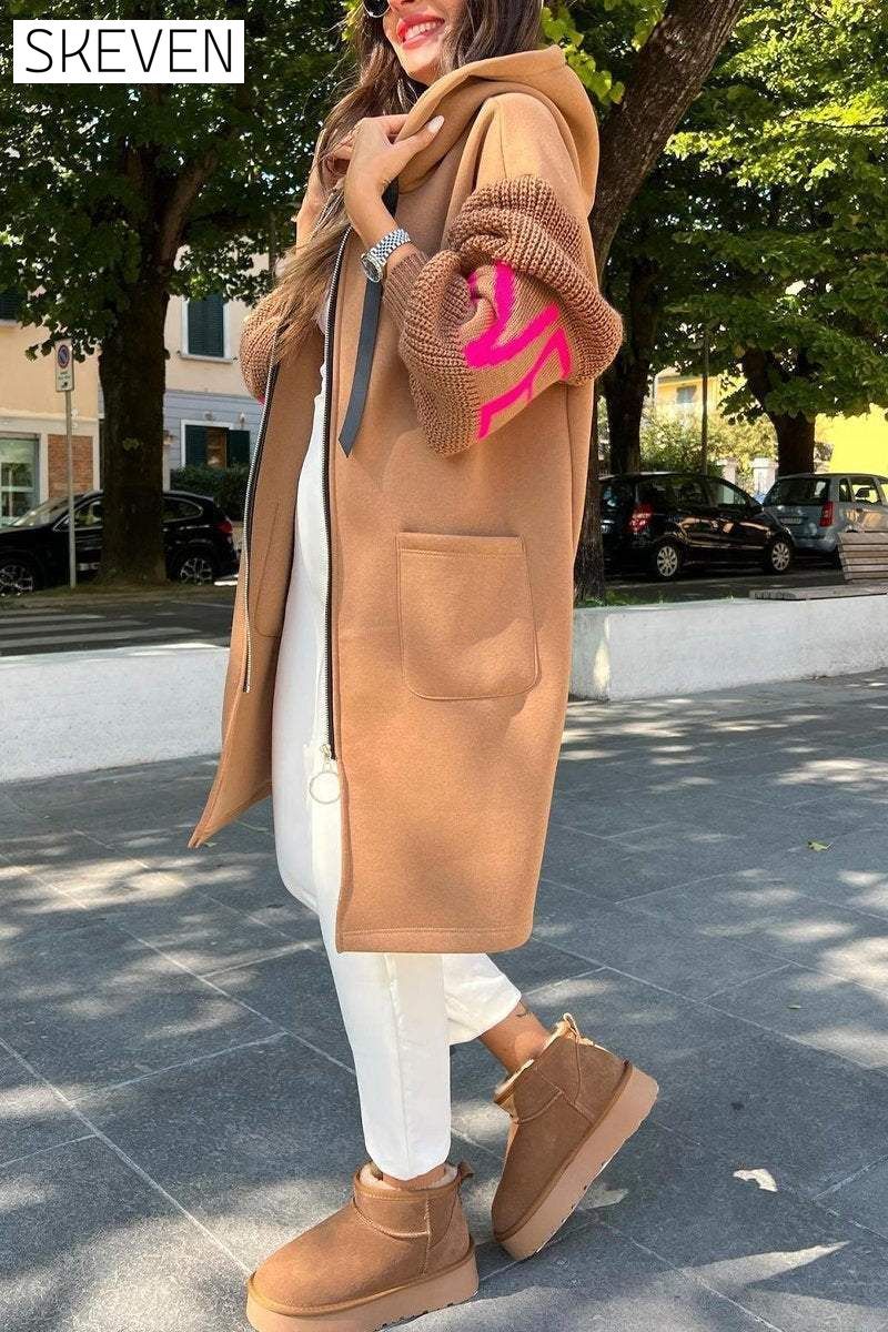 Women's Casual Hooded Mid-length Coat Coats Cotton Top