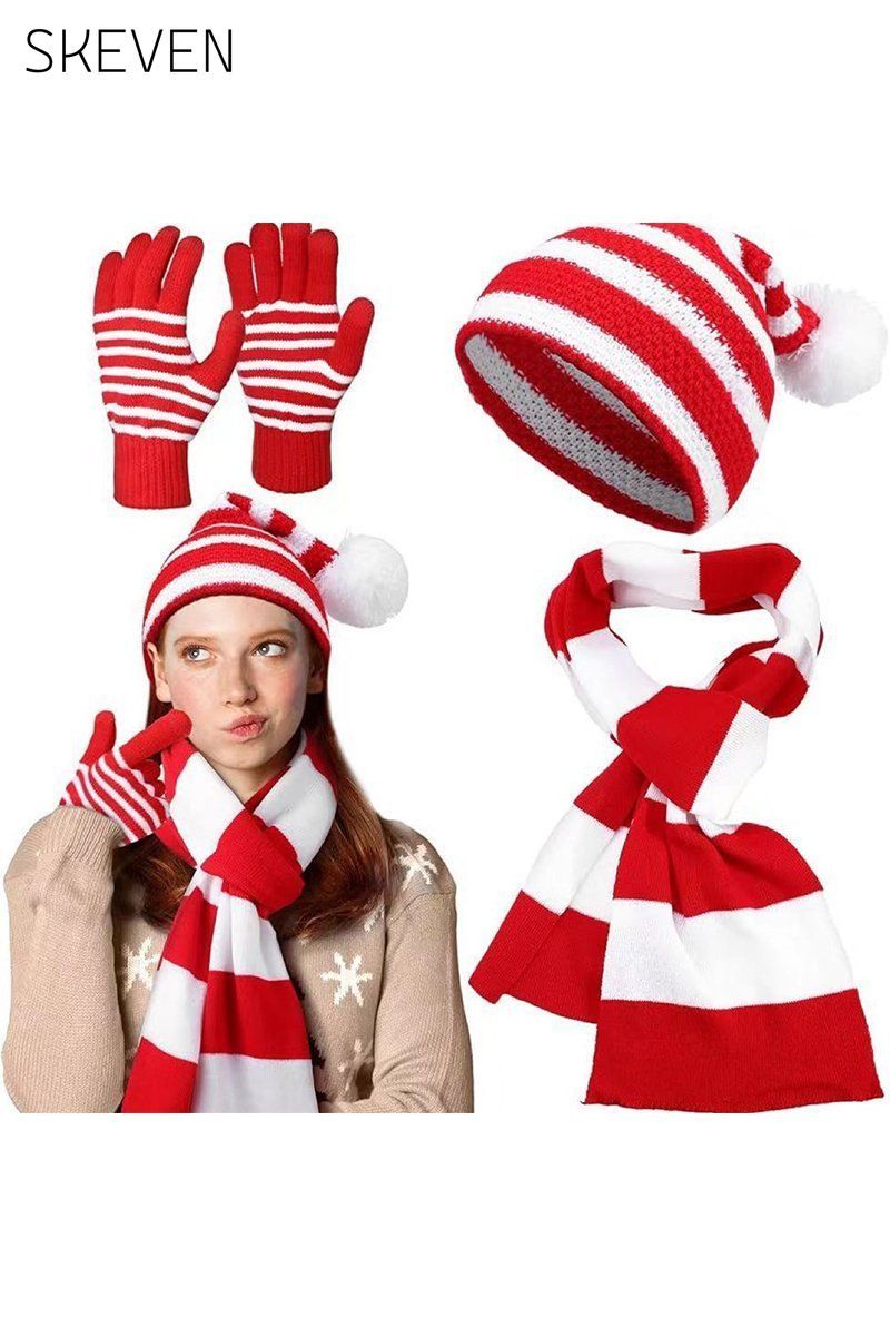 Merry Christmas Bell Hat Three-Piece Set Hat Set Three piece sets