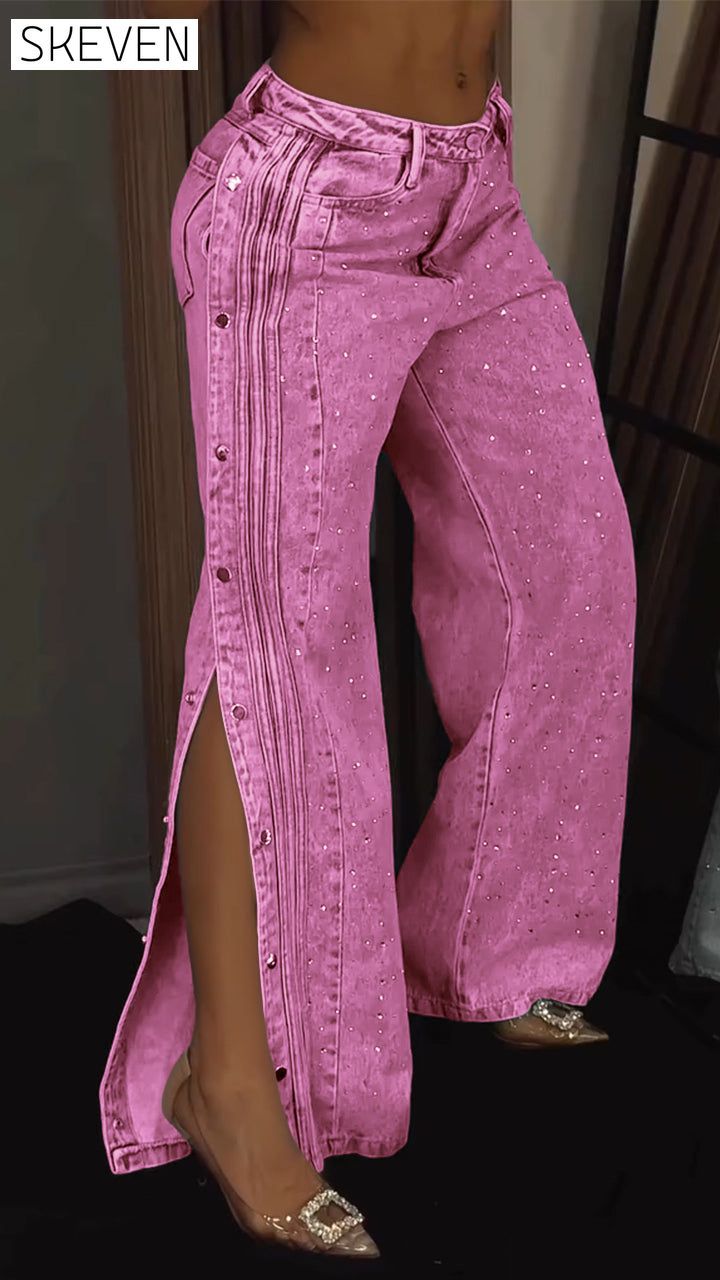 Women's Button-down Rhinestone Fashion Jeans