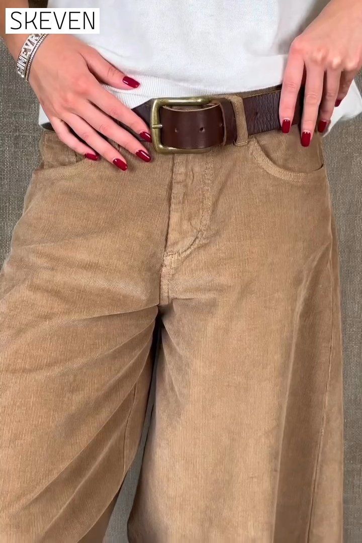Women's Casual Solid Color Corduroy Wide Leg Pants Bottoms pants