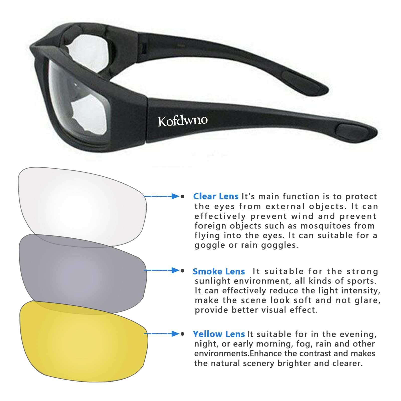 Kofdwno Goggles for Motorcycle - UV Protection & Clarity