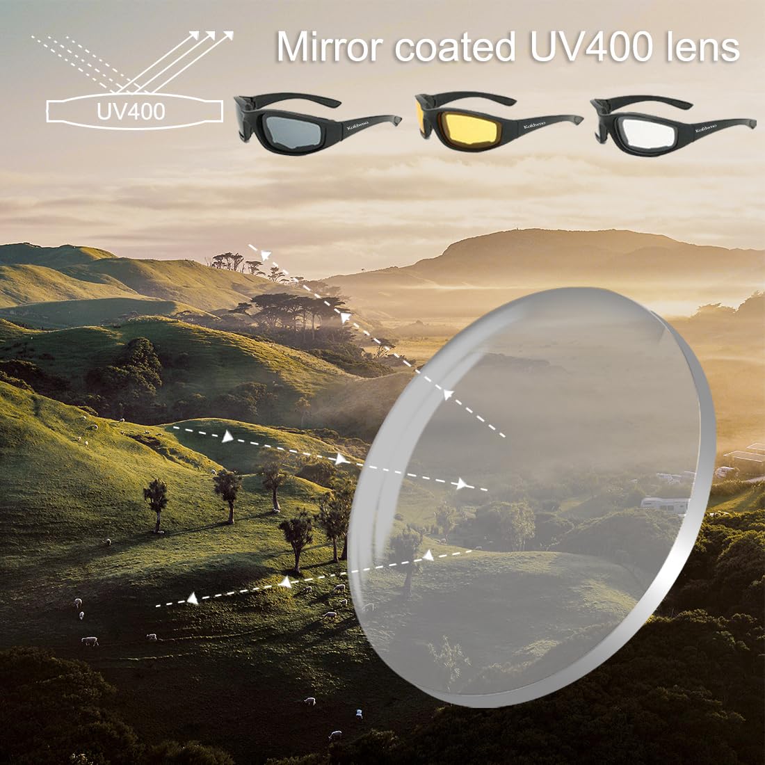 Kofdwno Goggles for Motorcycle - UV Protection & Clarity