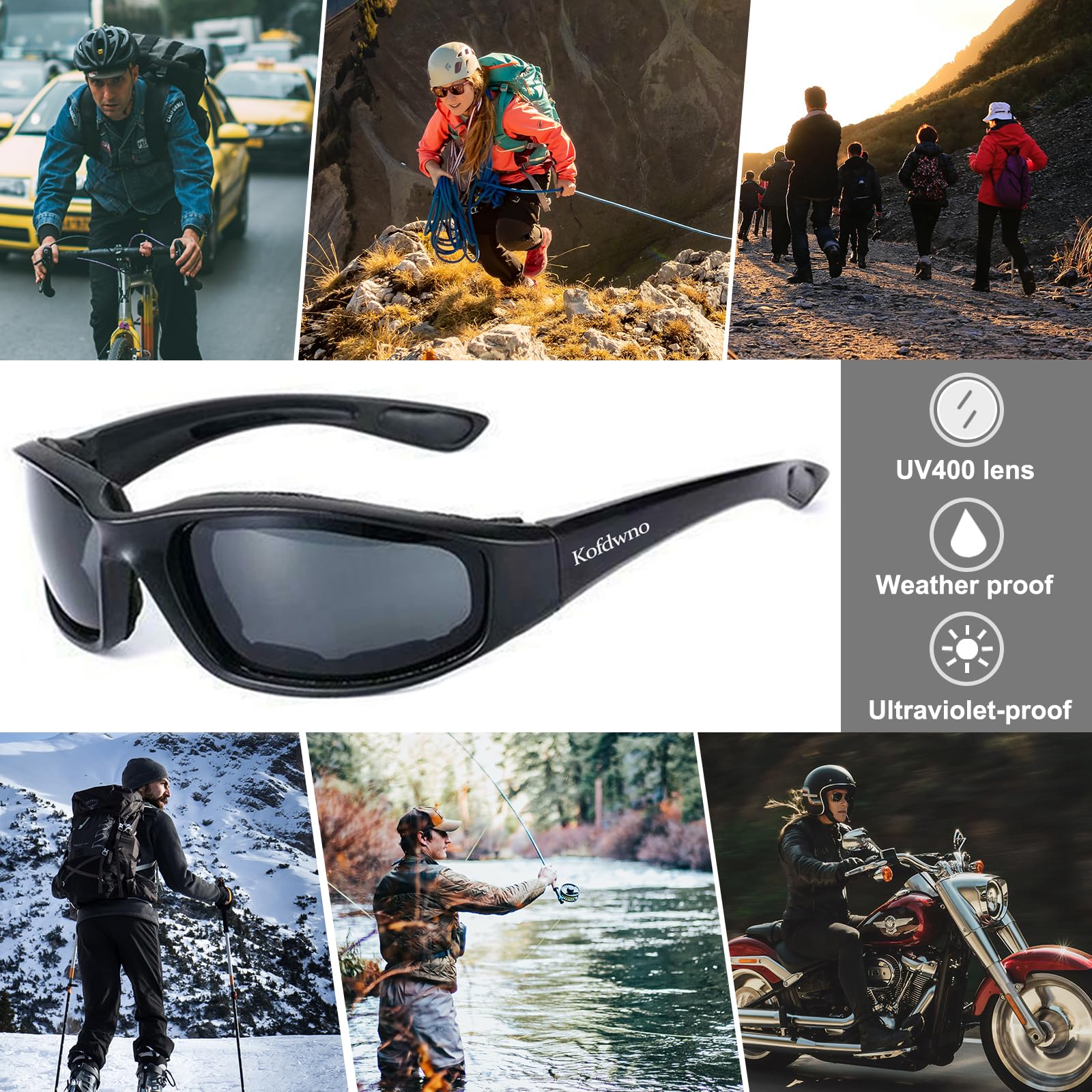 Kofdwno Goggles for Motorcycle - UV Protection & Clarity