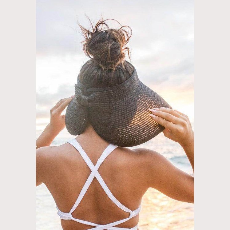 Large Brim Bow Beach Hat for Women