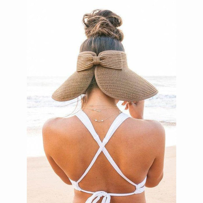 Large Brim Bow Beach Hat for Women