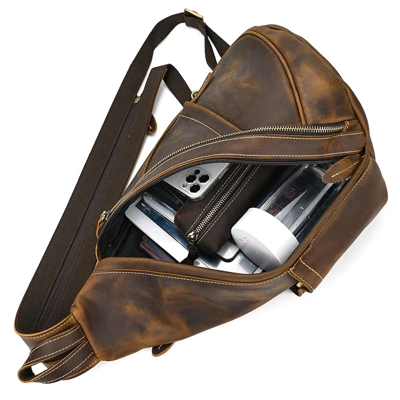 Men's Leather Crossbody Bag for Travel