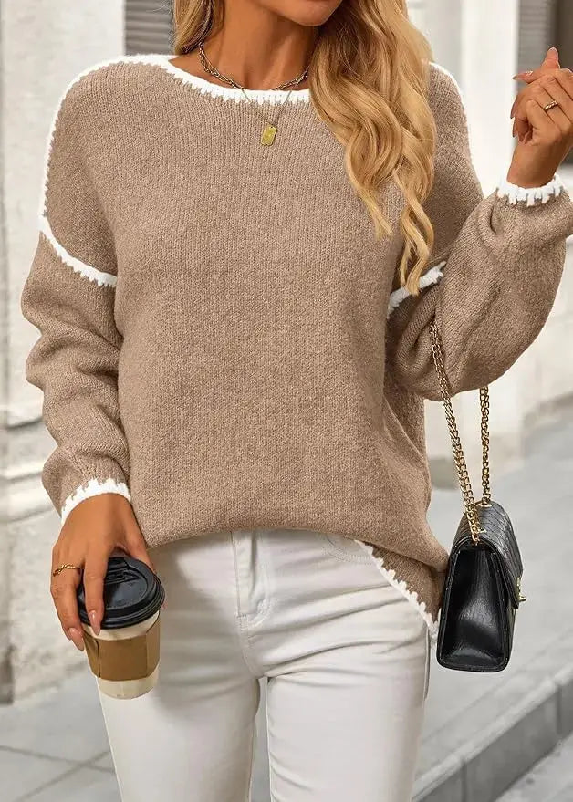 LÁVINE™ Oversized Knit Sweater Women – Cozy Chunky Pullover