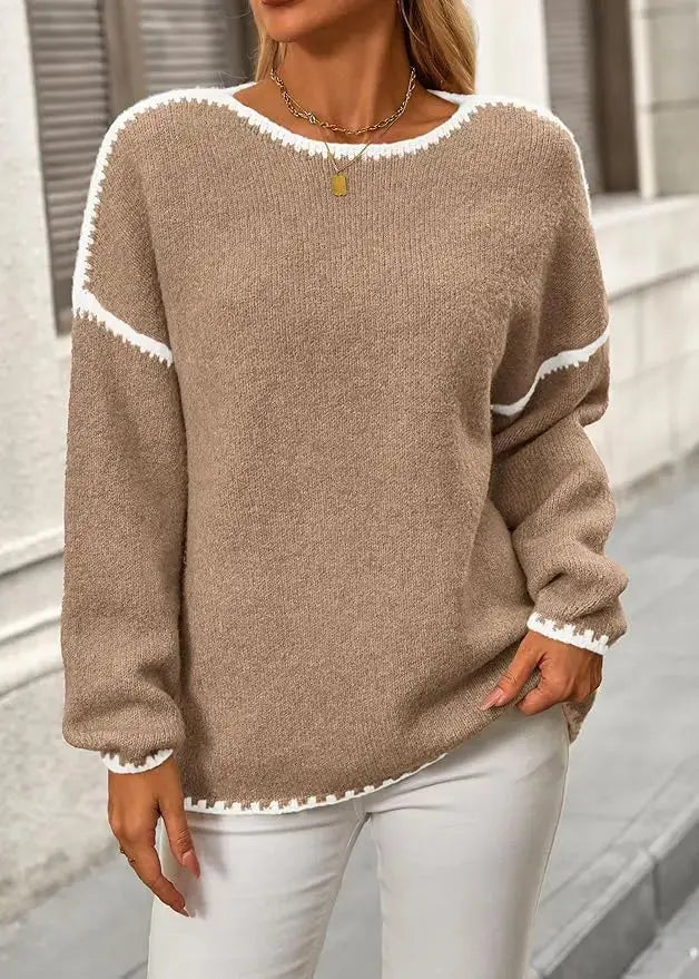 LÁVINE™ Oversized Knit Sweater Women – Cozy Chunky Pullover