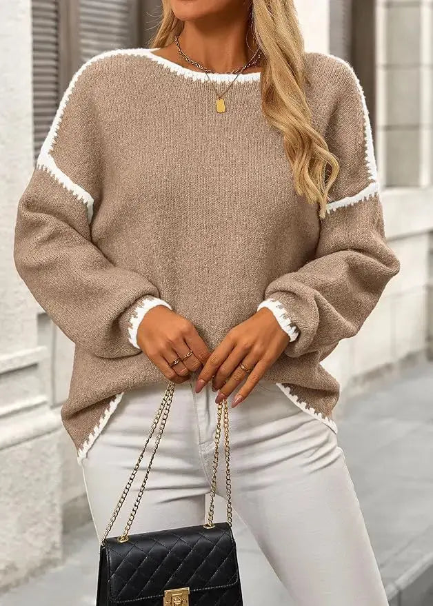 LÁVINE™ Oversized Knit Sweater Women – Cozy Chunky Pullover