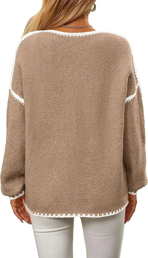 LÁVINE™ Oversized Knit Sweater Women – Cozy Chunky Pullover