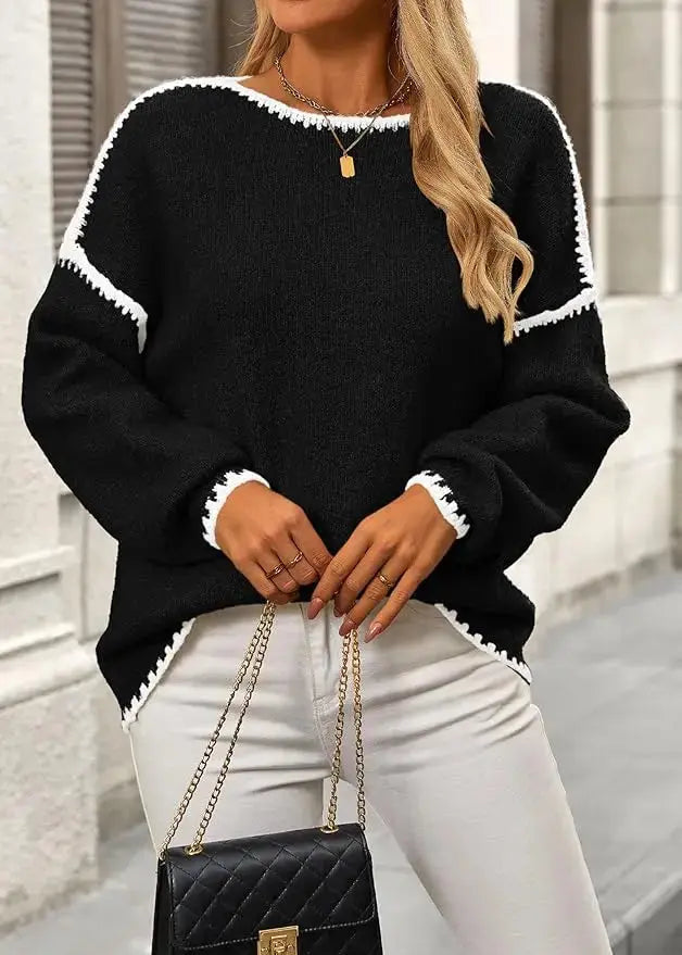 LÁVINE™ Oversized Knit Sweater Women – Cozy Chunky Pullover