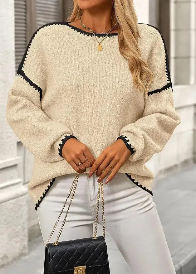 LÁVINE™ Oversized Knit Sweater Women – Cozy Chunky Pullover
