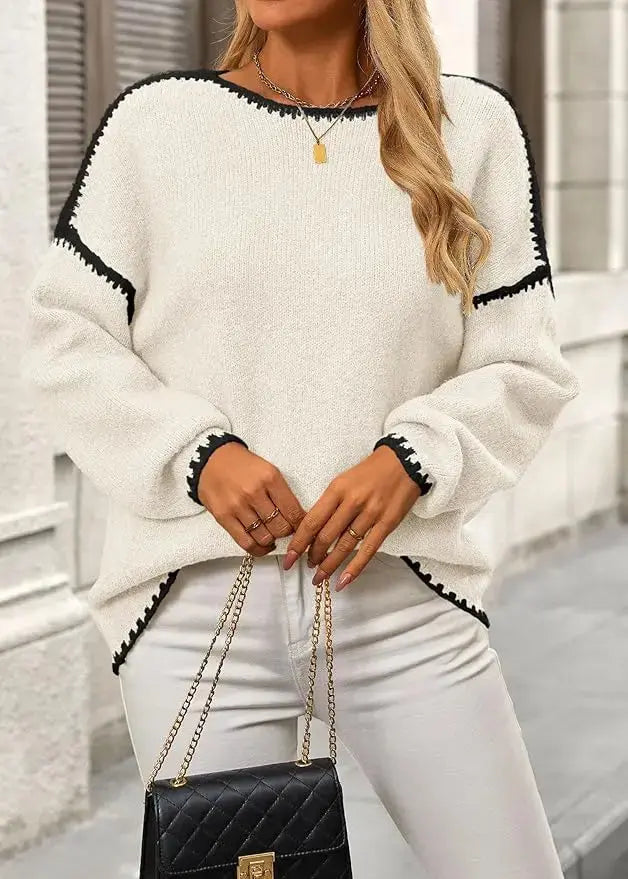 LÁVINE™ Oversized Knit Sweater Women – Cozy Chunky Pullover