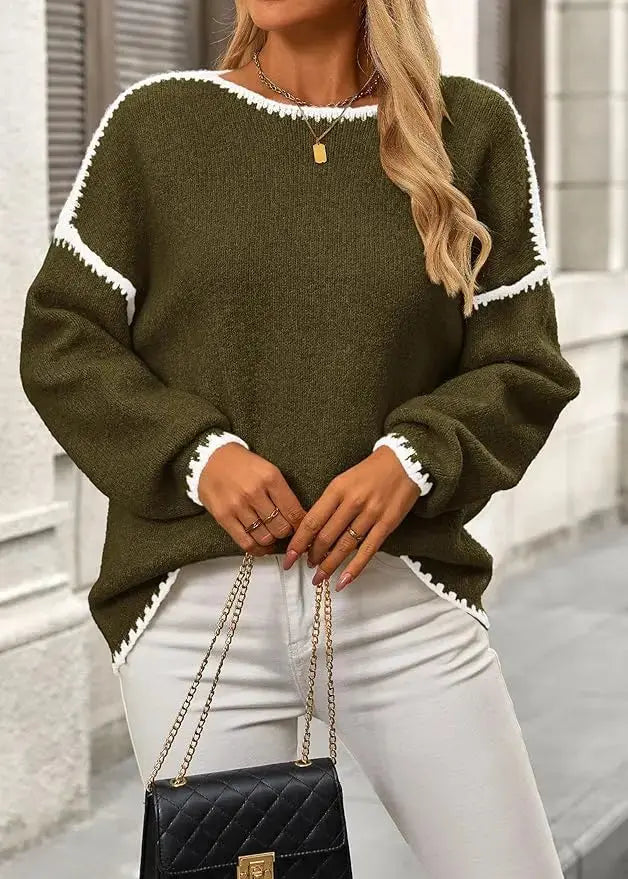 LÁVINE™ Oversized Knit Sweater Women – Cozy Chunky Pullover