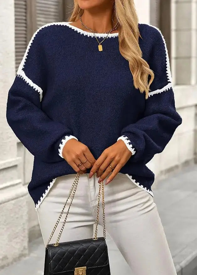 LÁVINE™ Oversized Knit Sweater Women – Cozy Chunky Pullover