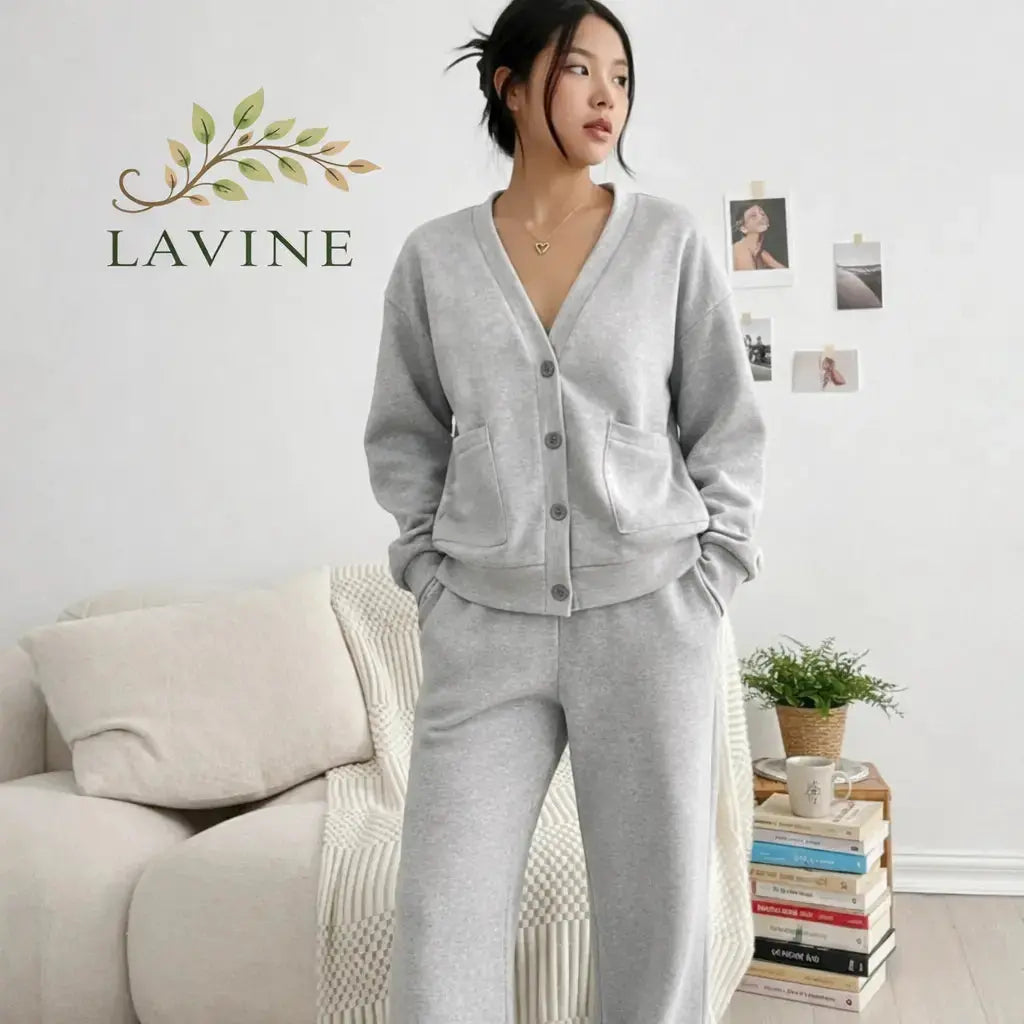 LÁVINE™ Oversized Loungewear Set – Cozy Cardigan & Pants