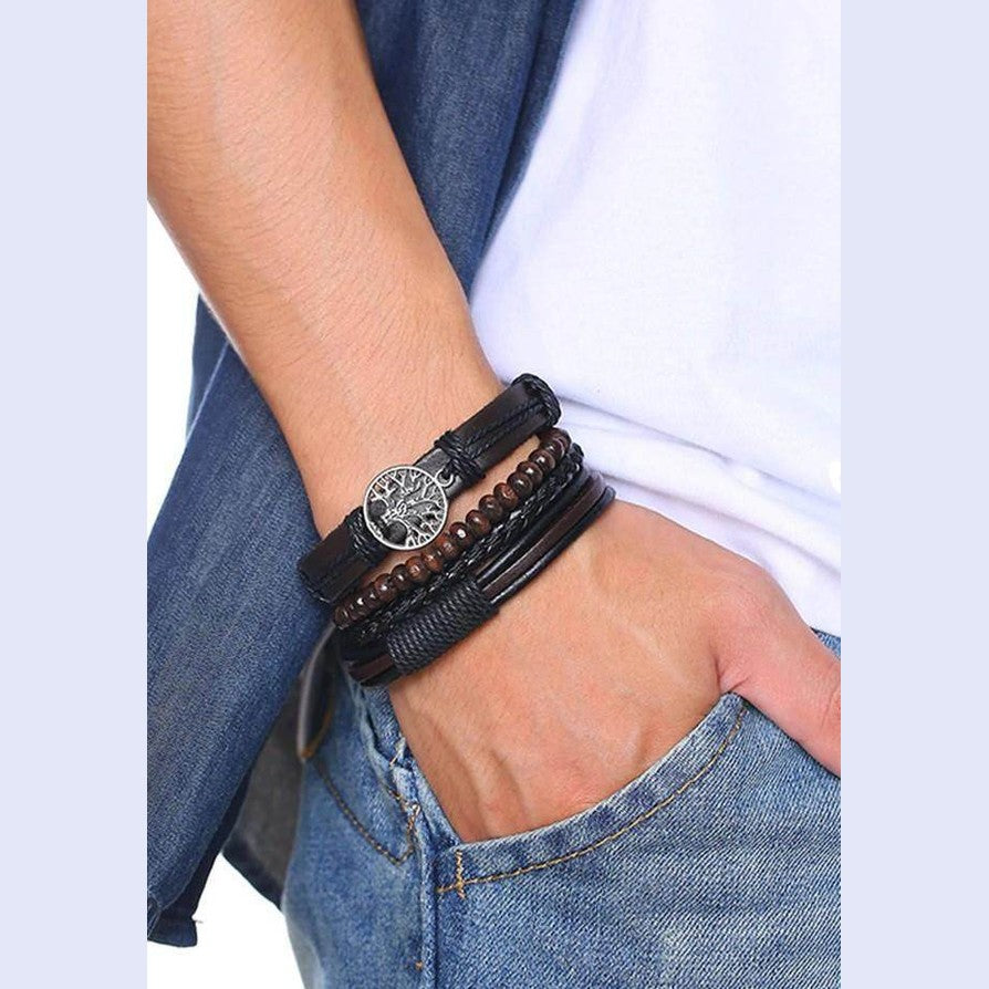 VacationGrabs Leather Beaded Bracelets for Men