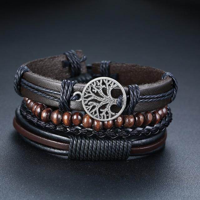 VacationGrabs Leather Beaded Bracelets for Men