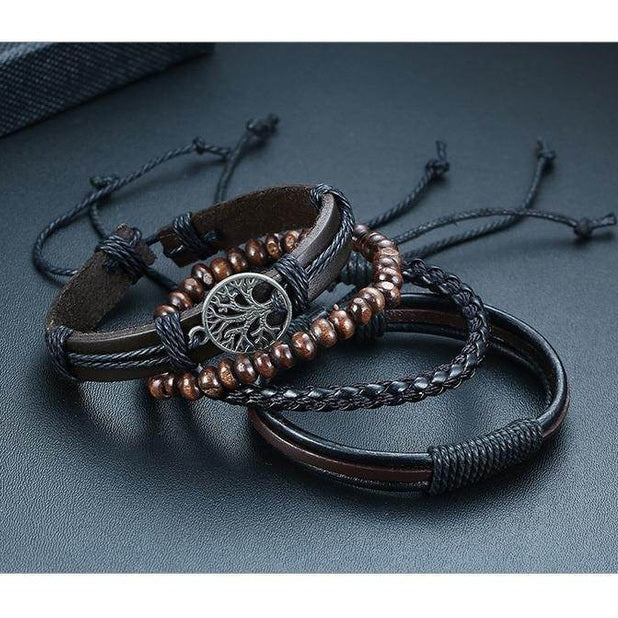 VacationGrabs Leather Beaded Bracelets for Men