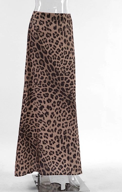 Leopard Print Maxi Skirt for Women