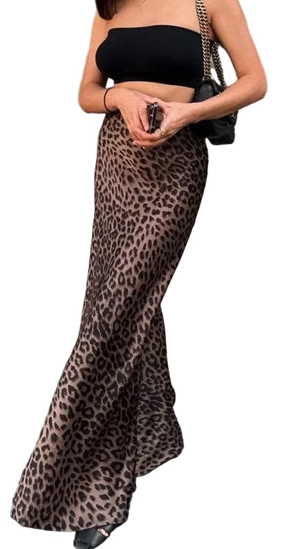 Leopard Print Maxi Skirt for Women