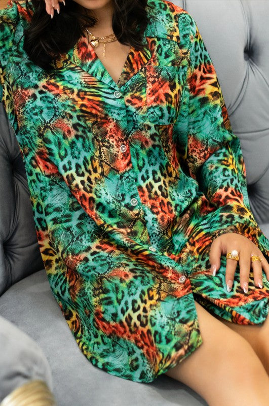 Leopard Print Sleep Shirt for Women - Stylish & Comfortable