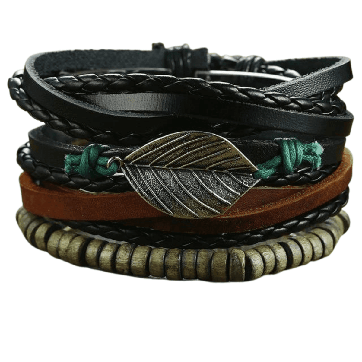 Mens Black Layered Punk Bracelet for Style