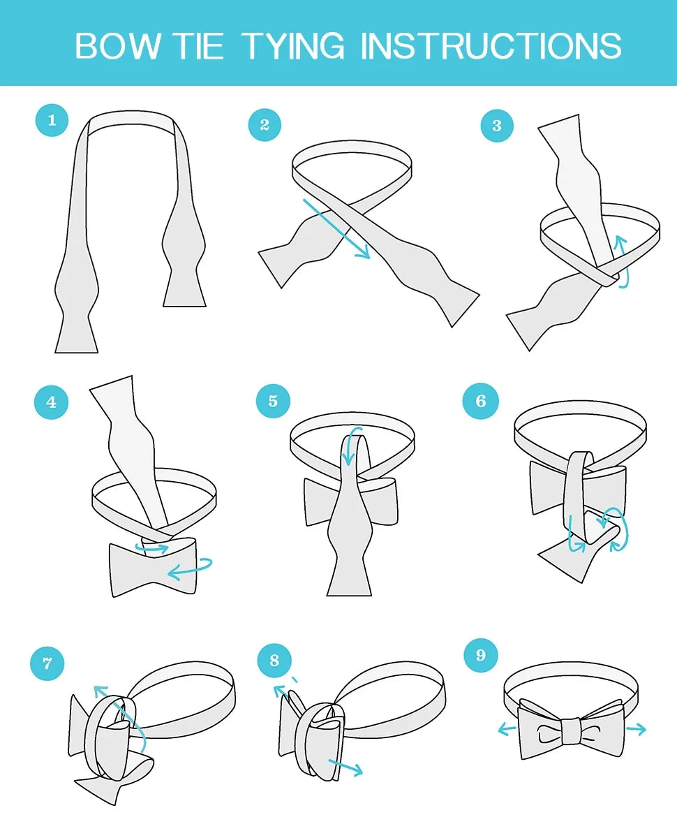 Elegant Mens Bow Tie Set with Cufflinks - Various Colors