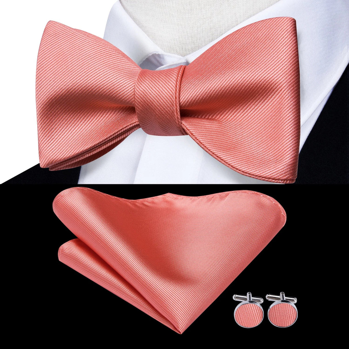 Elegant Mens Bow Tie Set with Cufflinks - Various Colors